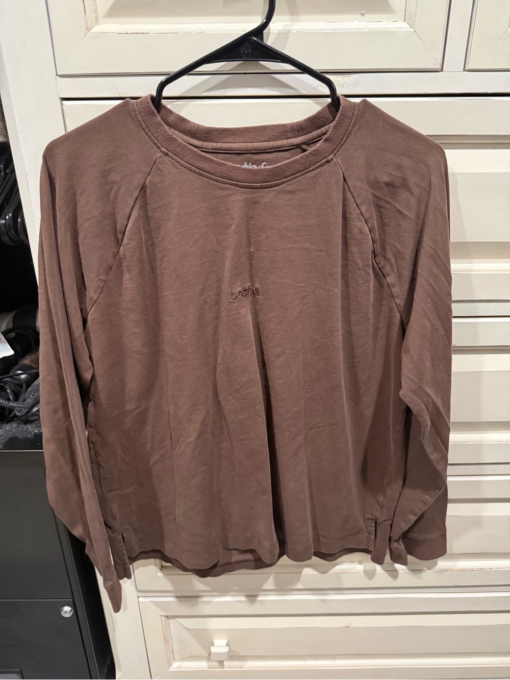 bobeau Mauve-Brown Raglan Long Sleeve Pullover